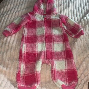 Pink and White Carters hooded all in one size 9m